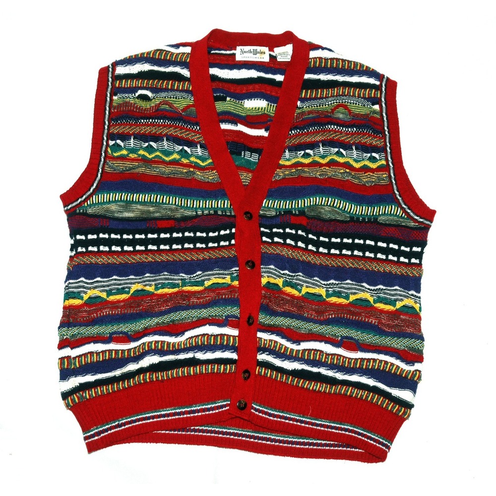 North‎ Wales Sportswear Men's Textured Multicolored Sweater Vest Size Large